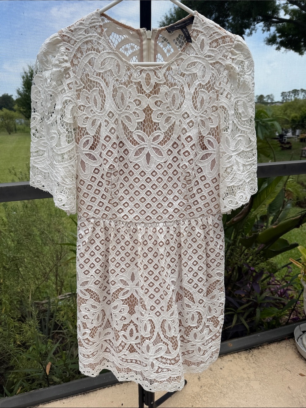 BCBGMaxAzria Ivory Lace Midi Dress
